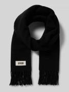 Sjaal van een mix van wol en lanawol met franjes, model 'GAZE'