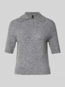 Gebreide pullover van wolmix met polokraag en 1/2-mouwen