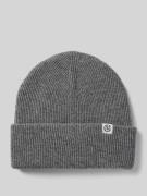 Beanie van wol met labelpatch