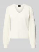 Regular fit pullover van viscosemix met semi-transparante mouwen