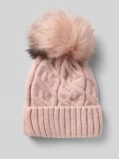 Gebreide muts met brede omslag en pompon