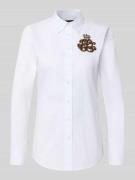 Slim fit blouse met logo van kralen, model 'JAMELKO'