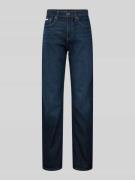 High rise straight fit jeans met labeldetail