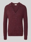 Slim fit gebreide pullover met wol, model 'Hil'