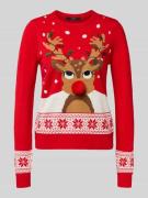 Regular fit kersttrui met pompon, model 'FROSTYDEER'