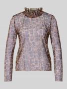 Semi-transparant shirt met lange mouwen en ruches