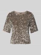 Regular fit T-shirt met pailletten, model 'KAM'