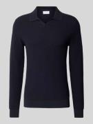 Gebreide pullover met structuurmotief en platte kraag