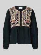 Regular fit blouse met gebloemde stitching, model 'Alec'