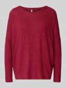 Sweatshirt met geribde ronde hals, model 'Biara'