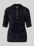 Gebreide pullover met 1/2-mouwen en knoopsluiting