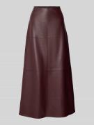 Regular fit midirok in leerlook