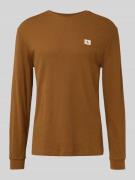 Slim fit shirt met lange mouwen en logopatch, model 'Waffle'