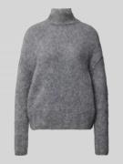 Regular fit gebreide pullover met opstaande kraag, wol en mohair