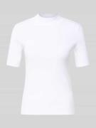 T-shirt met geribde opstaande kraag