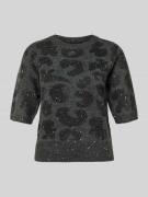 Shaped fit gebreide pullover met wol, model 'ZUZU 2/4 O-NECK PULLOVER'