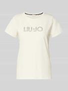 T-shirt met ronde hals en siersteentjes