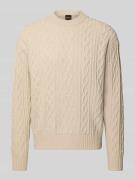 Regular fit gebreide pullover van pure scheerwol, model 'KABLETO'