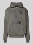 Hoodie met labelprint en kangoeroezak