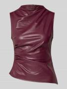 Top in leerlook met plooien, model 'DANDY'