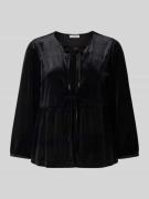 Blouseshirt van fluweel met vetersluiting