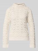 Regular fit gebreide pullover met wol, model 'Chenille Ajour'