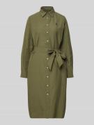 Midi-jurk van een mix van katoen en linnen