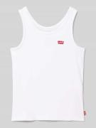 Top met bandjes in riblook met labelstitching