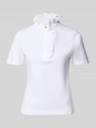 T-shirt met opstaande kraag en ruches