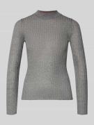 Gebreide pullover met geribde opstaande kraag