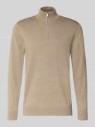 Gebreide pulllover met opstaande kraag en ritssluiting