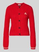 Slim fit gebreid jack van puur katoen, model 'JULIAANAS CABLE'