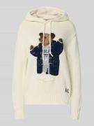 Gebreide pullover van puur katoen met capuchon