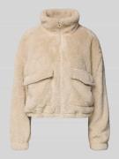 Loose fit fleecejack met opstaande kraag, model 'ANNA CONTACT'