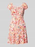 Mini-jurk van viscose met vierkante hals