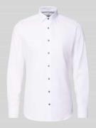 Slim fit zakelijk overhemd van katoenmix met kentkraag