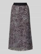 Midirok in geplooide look met all-over dierenprint