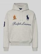Hoodie met labelstitchings en kangoeroezak