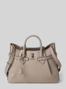 Handtas in leerlook met logo-applicatie