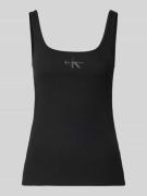 Slim fit top met logoprint, model 'Scoop'