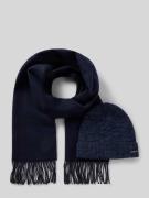 Set van muts en sjaal van zuivere scheerwol met cadeaubox