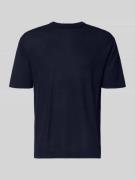 T-shirt met geribde ronde hals