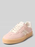 Lage sneakers van een mix van runderleer en textiel