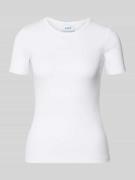 T-shirt met geribde ronde hals, model 'FRANKIE'