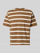 T-shirt met geribde ronde hals