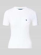 Slim fit pullover met korte mouwen en labelstitching