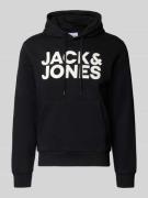 Hoodie met labelprint en kangoeroezak