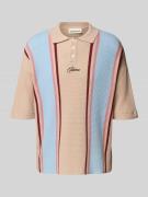 Relaxed fit gebreid poloshirt met labelstitching