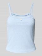 Regular fit top met bandjes in riblook, model 'LEMONE'