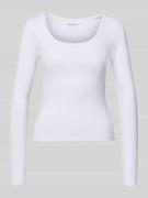 Slim fit shirt met lange mouwen en diepe ronde hals